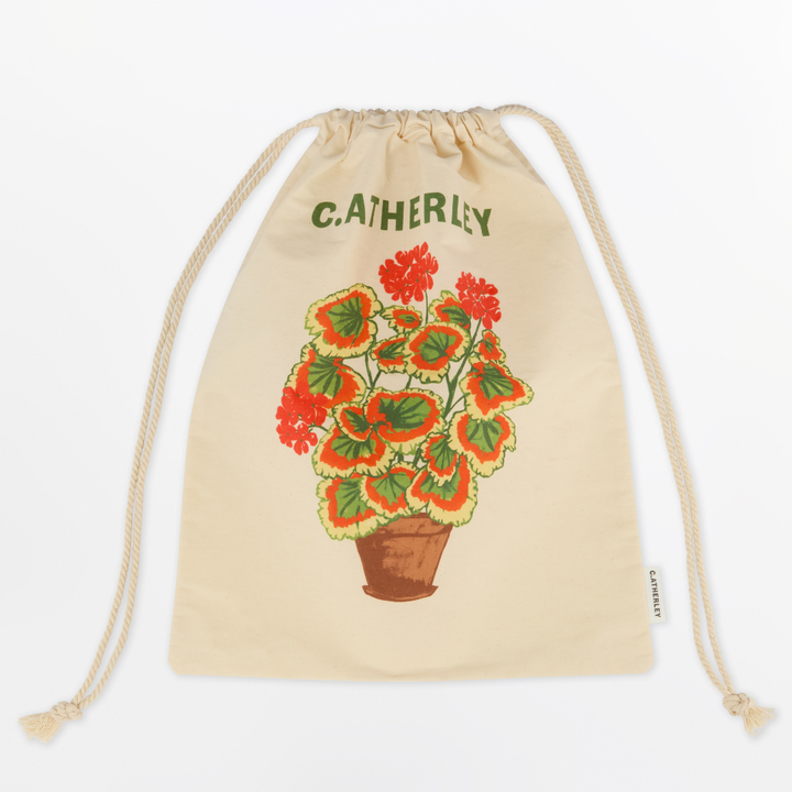 Potted Geranium Drawstring Bag