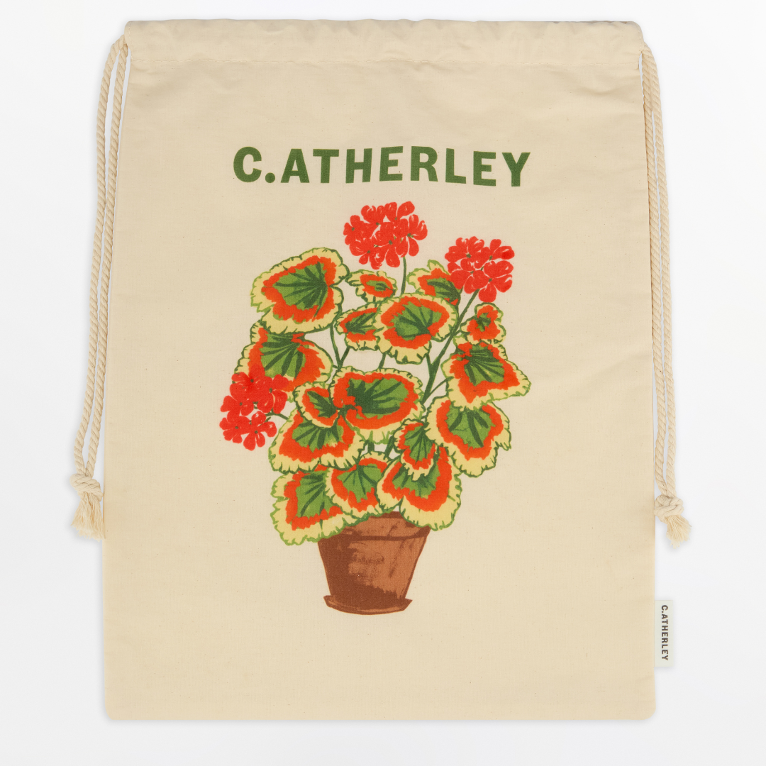 Potted Geranium Drawstring Bag